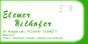 elemer milhofer business card